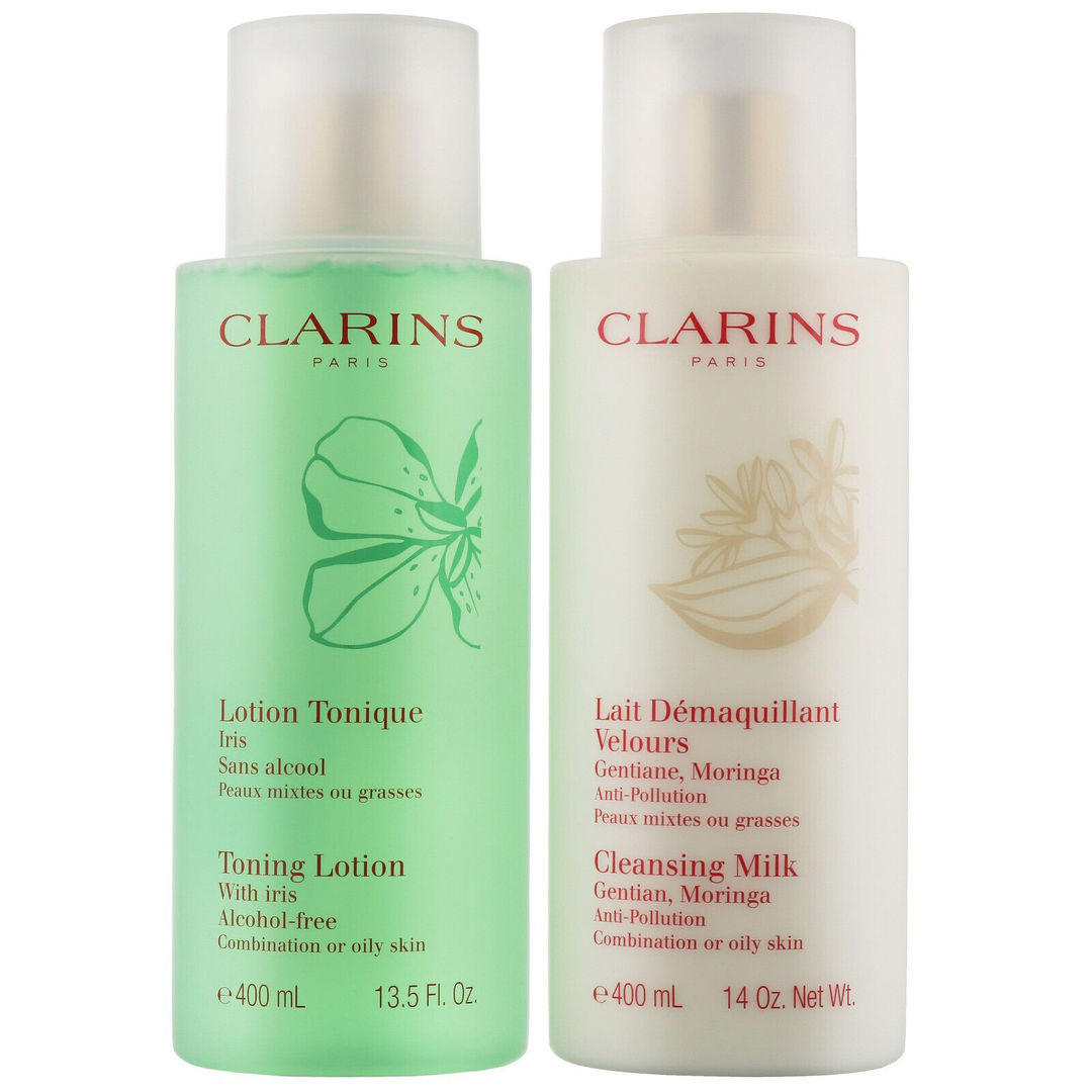 Clarins Cleansing Milk 400ML & Toning Lotion 400ml Set